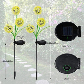 Ηλιακά φωτιστικά LED Αδιάβροχο τεχνητό φωτιστικό πικραλίδας διακόσμησης Φωτιστικό τοπίου για εξωτερικό κήπο γκαζόν Μπαλκόνι Φωτιστικό αυλής