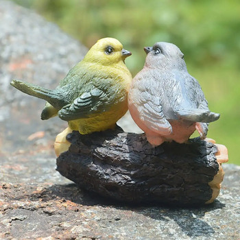 Ζωντανό άγαλμα πουλιού Ρητίνη Χειροτεχνία Σπουργίτι σε κλαδί Αλκυόνη Φιγούρα Νεράιδα Κήπος Ζώο Γλυπτό Μικρο Τοπίο