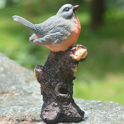 Gyvybiškas paukštis statula, derva, amatai žvirblis ant šakos karalaitė figūrėlė fėja sodo gyvūno skulptūra mikro peizažas