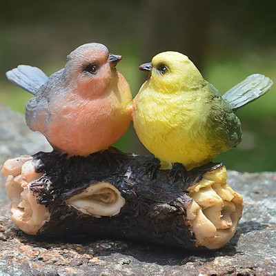 Gyvybiškas paukštis statula, derva, amatai žvirblis ant šakos karalaitė figūrėlė fėja sodo gyvūno skulptūra mikro peizažas