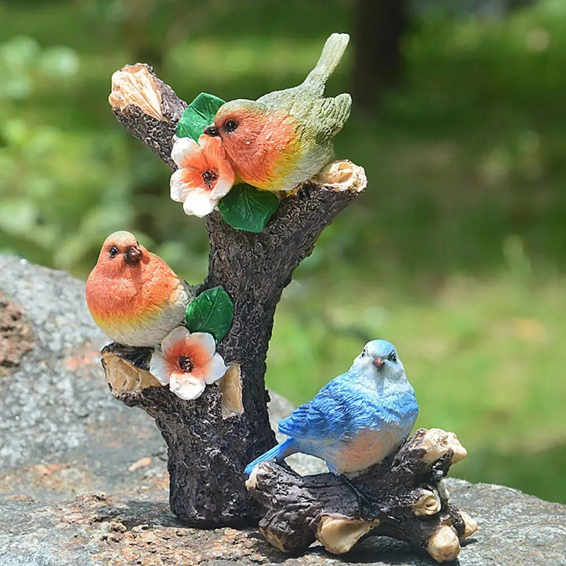 Gyvybiškas paukštis statula, derva, amatai žvirblis ant šakos karalaitė figūrėlė fėja sodo gyvūno skulptūra mikro peizažas