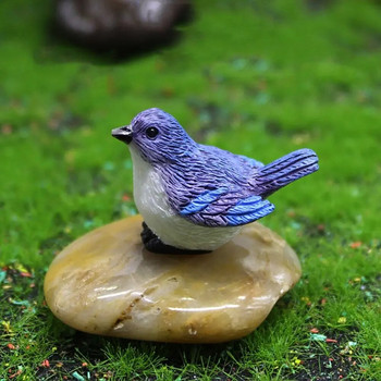 Πολύχρωμα μικροσκοπικά ειδώλια πουλιών Μικτά μεγέθη Στολίδι κήπου Προσομοίωση Sparrow Model Bonsai Embellishment Resin