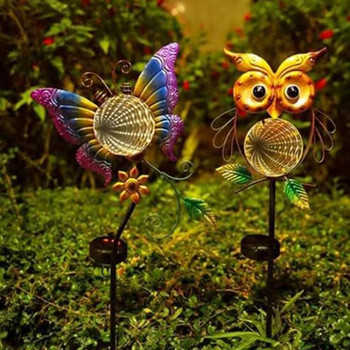 Solar Owl Butterfly Light Αδιάβροχο Διακόσμηση Κήπου Μεταλλικό Σιδερένιο Ρετρό Φωτιστικό για Διακόσμηση Πεζόδρομου Κήπου με γκαζόν εξωτερικού χώρου
