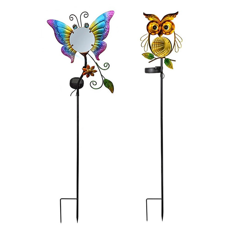 Saules pūces tauriņš, ūdensnecaurlaidīgs dārza dekors, metāla dzelzs retro lampa āra terases zāliena dārza celiņa dekorēšanai