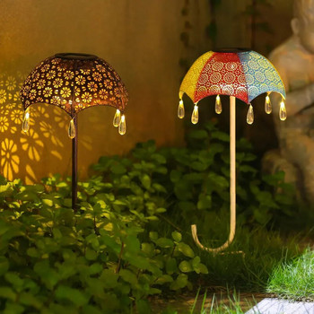 Solar Umbrella Light Πρίζα σφυρήλατο σίδερο Φωτισμός γκαζόν Solar Power Lantern Αδιάβροχο Landscape Art Lamp για εξωτερικό κήπο