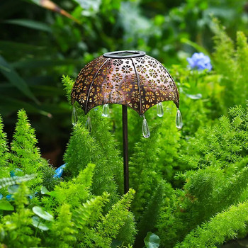 Соларен чадър Светлина от ковано желязо Plug-in осветление за тревни площи Соларна мощност Фенер Водоустойчива лампа за пейзажно изкуство за градина на открито