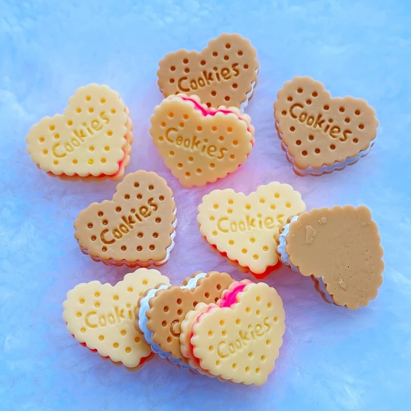 10 vnt. Naujas hibridinis modeliavimas širdies sausainių dervos plokščiu kabošono iškarpų albumu Kawaii puošmenos priedai J28