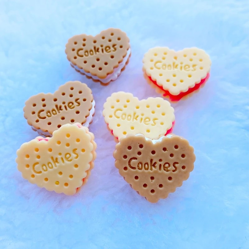 10 vnt. Naujas hibridinis modeliavimas širdies sausainių dervos plokščiu kabošono iškarpų albumu Kawaii puošmenos priedai J28