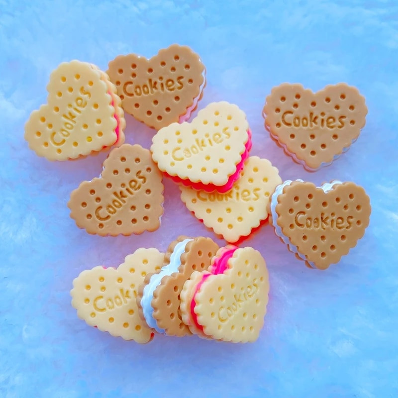 10 vnt. Naujas hibridinis modeliavimas širdies sausainių dervos plokščiu kabošono iškarpų albumu Kawaii puošmenos priedai J28