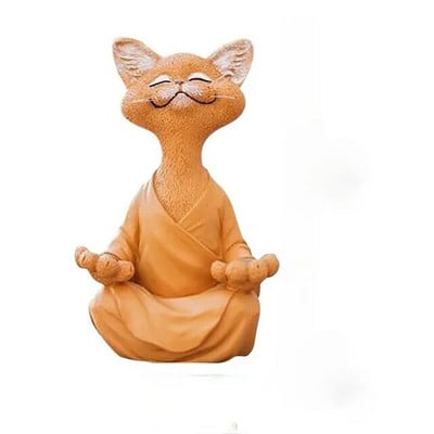 Meditacija Katė Skulptūra Sodo apdaila Derva Joga Sėdintis Zen Cat Namų Ornamentas Lauko Sodas Namų Sodo dekoracijos