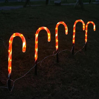 5 ΤΕΜ Solar Christmas Candy Cane Lights Outdoor αδιάβροχο χριστουγεννιάτικο φως Pathway Marker Candy Lights Διακόσμηση κήπου