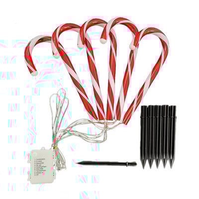 5 vnt Saulės kalėdiniai saldainių lemputės lauko vandeniui atsparūs Kalėdų dienos šviesos kelio žymekliai saldainių lempučių sodo dekoravimas