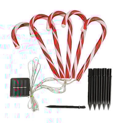 5 vnt Saulės kalėdiniai saldainių lemputės lauko vandeniui atsparūs Kalėdų dienos šviesos kelio žymekliai saldainių lempučių sodo dekoravimas