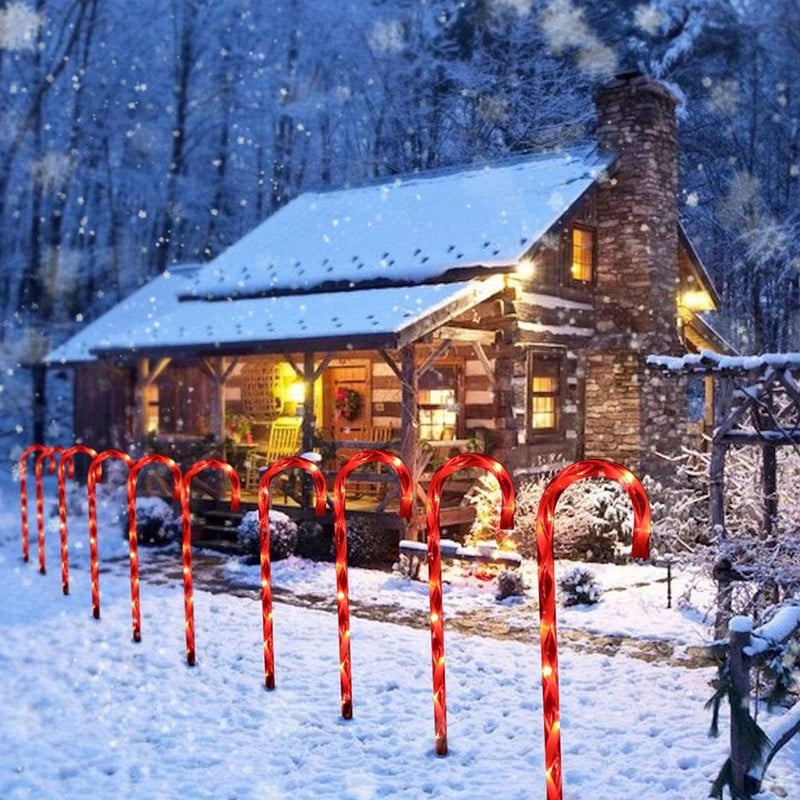 5 vnt Saulės kalėdiniai saldainių lemputės lauko vandeniui atsparūs Kalėdų dienos šviesos kelio žymekliai saldainių lempučių sodo dekoravimas