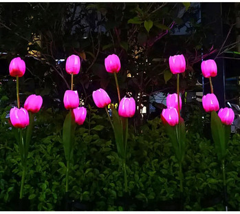 Solar Tulip Garden Lights Outdoor IP65 Waterproof Flowers Λάμπες γκαζόν για Pathway Διακόσμηση γάμου αυλής κήπου λαχανικών