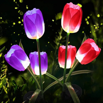 Слънчеви лалета Градински светлини Външни IP65 Водоустойчиви цветя Лампи за морава за пътека Зеленчукова градина Вътрешен двор Сватбена украса