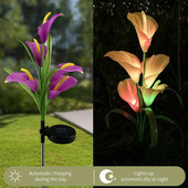LED saules gaisma Calla Lily laterna dārza zāliena ainavas spraudņa lampa āra zāles celiņa ielu dekorēšanai
