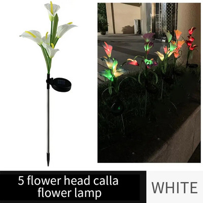 LED saules gaisma Calla Lily laterna dārza zāliena ainavas spraudņa lampa āra zāles celiņa ielu dekorēšanai