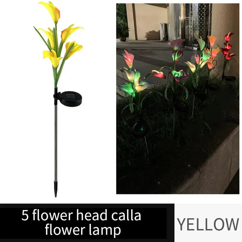 LED saules gaisma Calla Lily laterna dārza zāliena ainavas spraudņa lampa āra zāles celiņa ielu dekorēšanai
