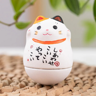 Japán kerámia Daruma kézművesség Rajzfilm Lucky Cat Fortune Dísz Táj Lakberendezés Kiegészítők Ajándékok Nappali dekoráció