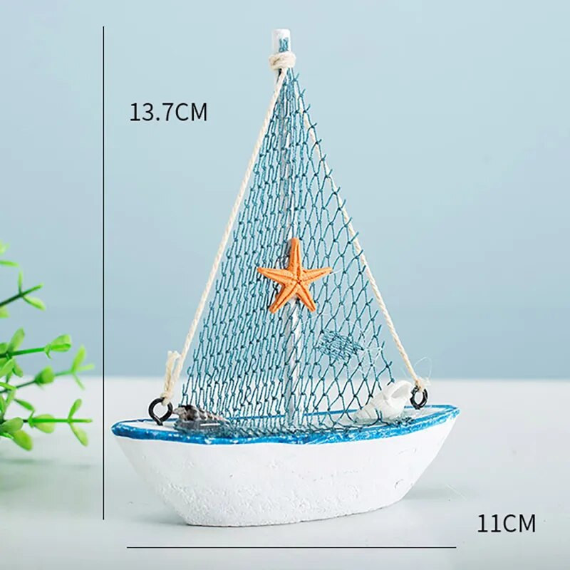1gab Mini Vidusjūras stila jūras jūrniecības koka zila buru laiva Koka amatniecība Jūras rotājumi ballīšu telpas mājas dekorēšana