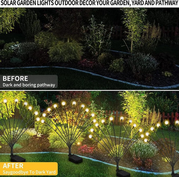 Solar Garden Lights Outdoor Bee Firefly Lights Sway by Wind & αδιάβροχα διακοσμητικά φώτα για το μονοπάτι της αυλής