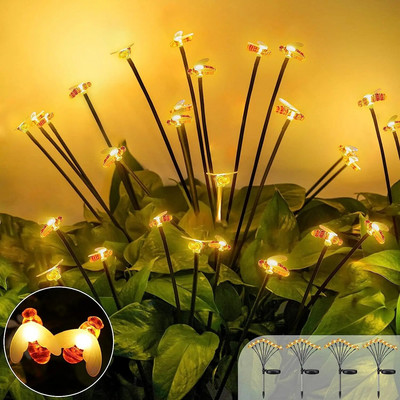 Saulės sodo šviestuvai Lauko Bičių Firefly žibintai Sway by Wind ir vandeniui atsparūs dekoratyviniai žibintai kiemo takui