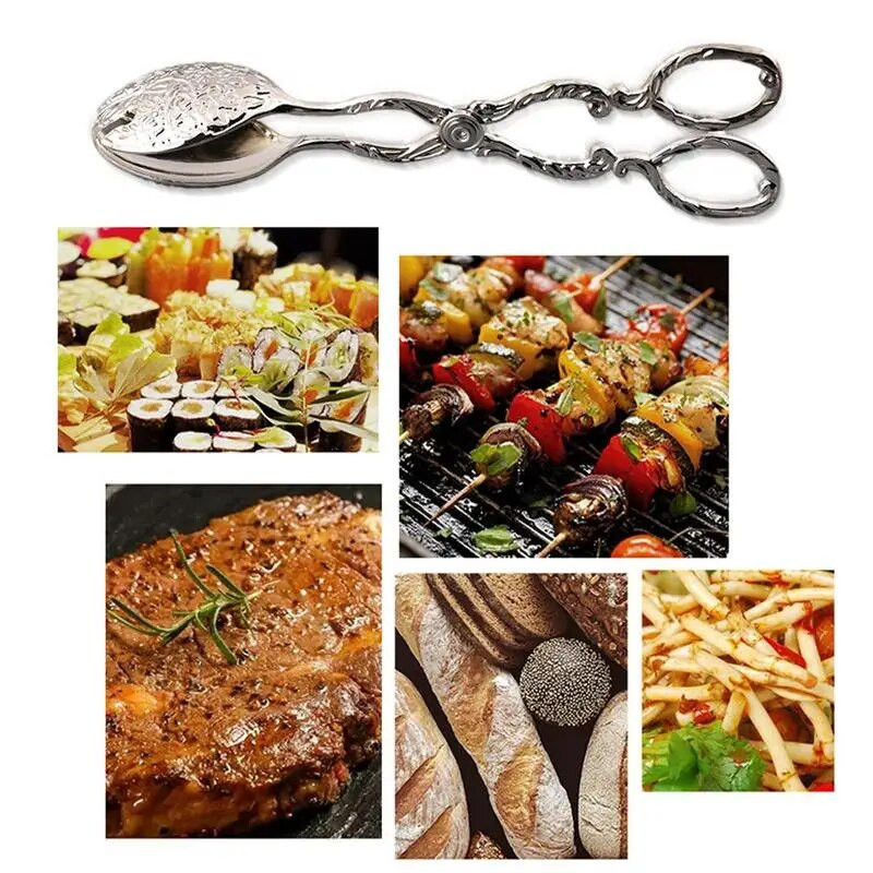 Pārtikas skavas knaibles Cietā cinka sakausējuma salātu un desertu knaibles Atkārtoti lietojamas ēdiena pasniegšanas skavas ballītēm salātu Retro stila virtuvei