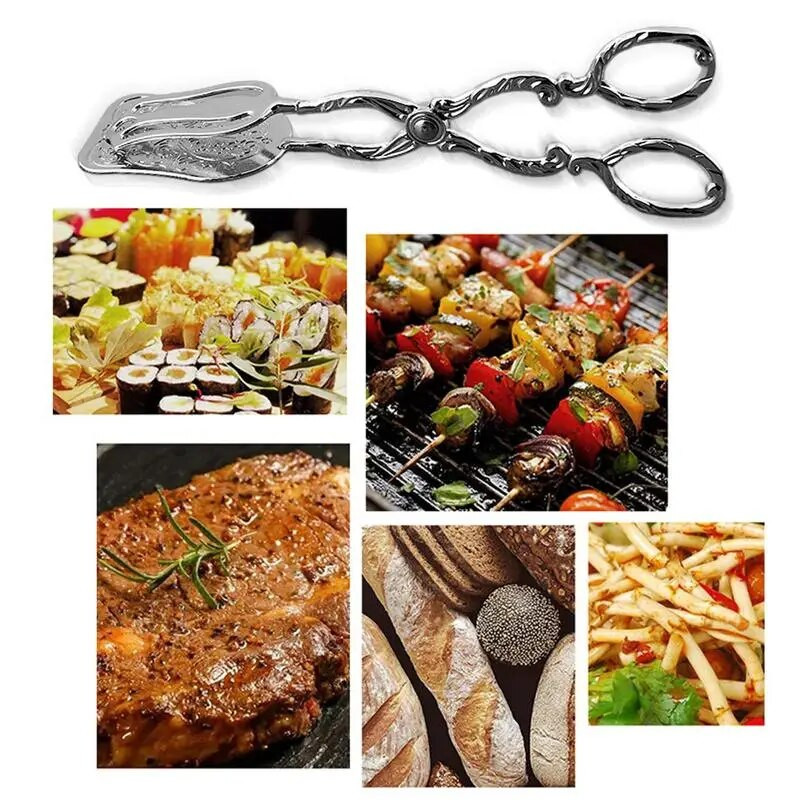 Pārtikas skavas knaibles Cietā cinka sakausējuma salātu un desertu knaibles Atkārtoti lietojamas ēdiena pasniegšanas skavas ballītēm salātu Retro stila virtuvei