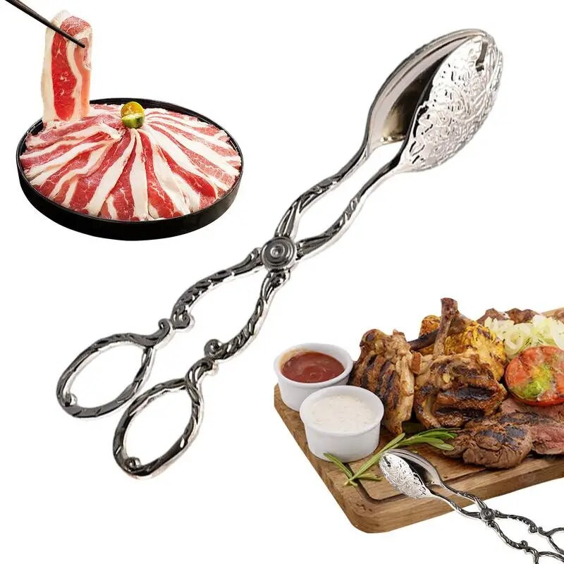 Pārtikas skavas knaibles Cietā cinka sakausējuma salātu un desertu knaibles Atkārtoti lietojamas ēdiena pasniegšanas skavas ballītēm salātu Retro stila virtuvei