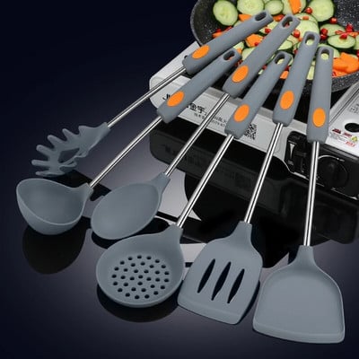 Spatulă de silicon Spatulă antiaderență Spatulă de uz casnic sigură la căldură Scurătoare de gătit Linguriță de supă Ustensile de bucătărie pentru oala fără răni