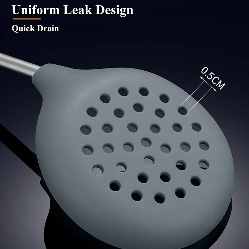 Silikona lāpstiņa Nepiedegoša lāpstiņa karstumam droša mājsaimniecības lāpstiņa gatavošanas caurduris zupas karote Virtuves piederumi, lai nesāpētu katlu