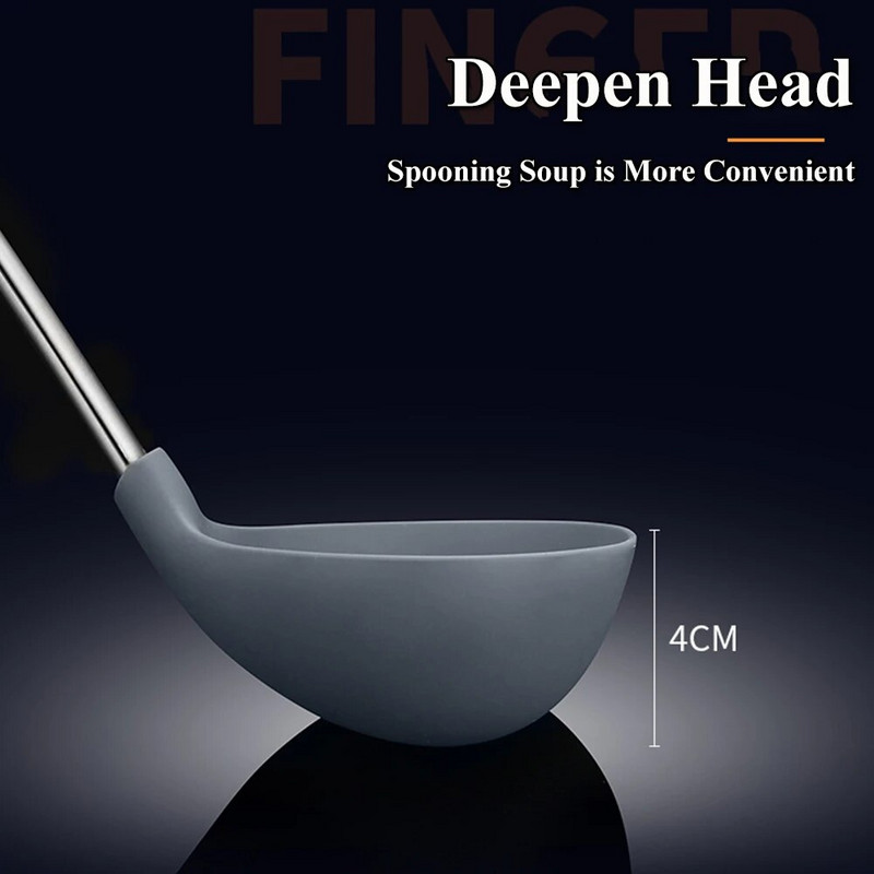 Silikona lāpstiņa Nepiedegoša lāpstiņa karstumam droša mājsaimniecības lāpstiņa gatavošanas caurduris zupas karote Virtuves piederumi, lai nesāpētu katlu