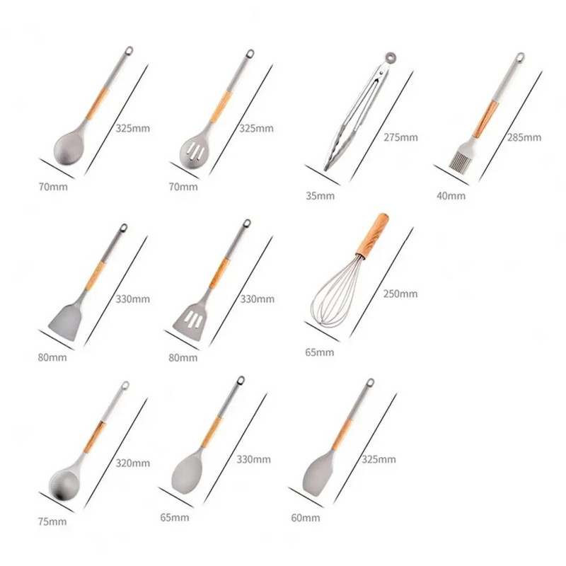 1 Noderīgu ēdiena gatavošanas piederumu komplekts 10 stili gatavošanas rīki Ēdienu gatavošanai Roku aizsardzības virtuves piederumi