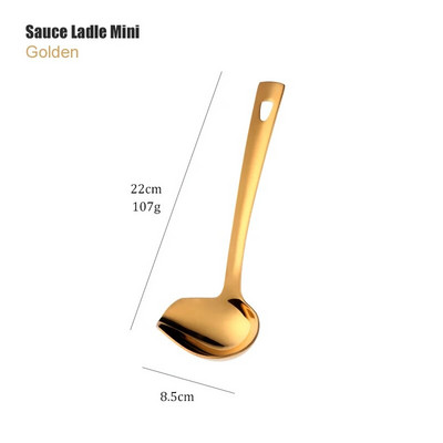 1 bucată lingură lungă de supă din oțel inoxidabil ustensile de gătit, metal auriu, șlefuitor, strecurătoare, oală pentru tort, lopată, spatulă, ustensile de bucătărie