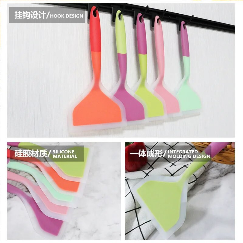 Spalvingi virtuvės reikmenys kastuvas nelipnus keptas kiaušinis nuga silikoninis kastuvas virtuvės kastuvas platus picos kepimo įrankiai kastuvas