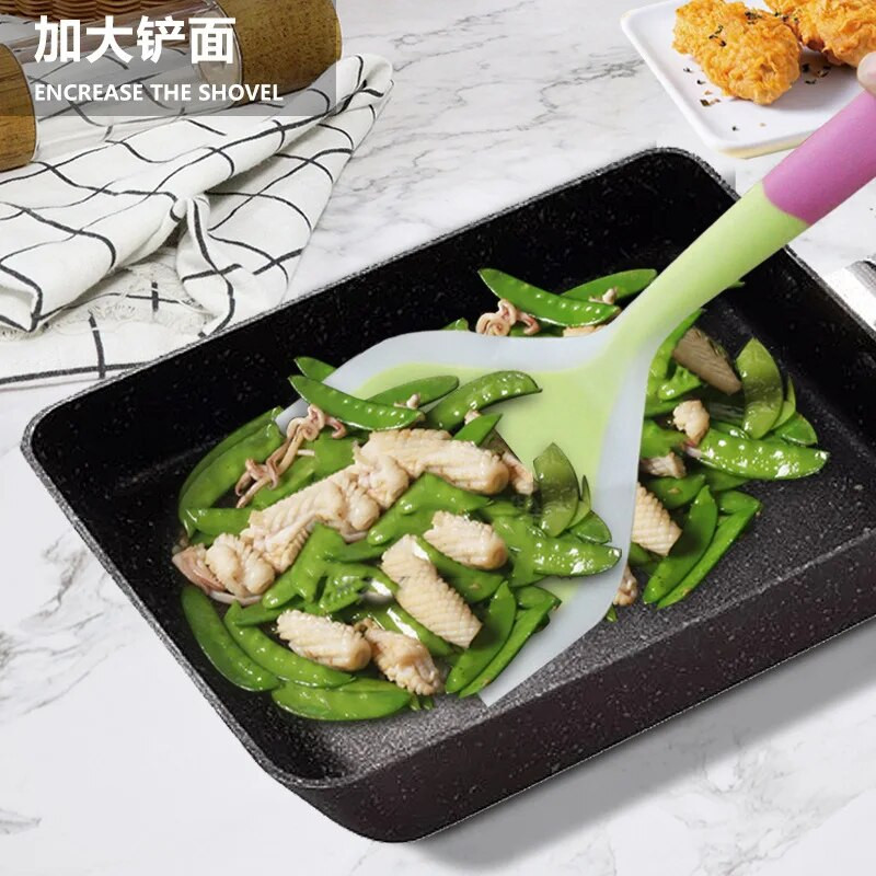 Spalvingi virtuvės reikmenys kastuvas nelipnus keptas kiaušinis nuga silikoninis kastuvas virtuvės kastuvas platus picos kepimo įrankiai kastuvas