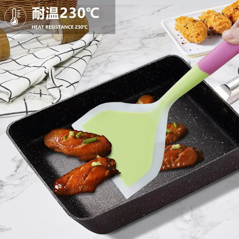 Spalvingi virtuvės reikmenys kastuvas nelipnus keptas kiaušinis nuga silikoninis kastuvas virtuvės kastuvas platus picos kepimo įrankiai kastuvas