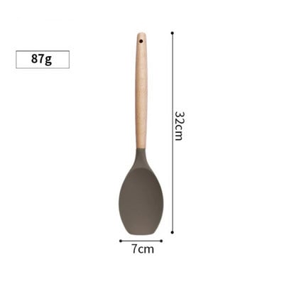 Νέο Σετ Σκεύη Σιλικόνης Σπάτουλα Φτυάρι Κουτάλι Σούπας με Ξύλινη Λαβή Ειδικό Σετ Κουζίνας Εργαλεία Μαγειρικής Σχεδίασης ανθεκτικό στη θερμότητα