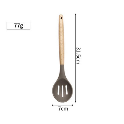 Νέο Σετ Σκεύη Σιλικόνης Σπάτουλα Φτυάρι Κουτάλι Σούπας με Ξύλινη Λαβή Ειδικό Σετ Κουζίνας Εργαλεία Μαγειρικής Σχεδίασης ανθεκτικό στη θερμότητα
