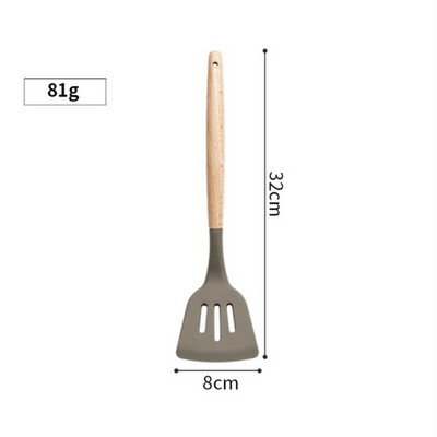 Νέο Σετ Σκεύη Σιλικόνης Σπάτουλα Φτυάρι Κουτάλι Σούπας με Ξύλινη Λαβή Ειδικό Σετ Κουζίνας Εργαλεία Μαγειρικής Σχεδίασης ανθεκτικό στη θερμότητα