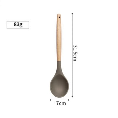Νέο Σετ Σκεύη Σιλικόνης Σπάτουλα Φτυάρι Κουτάλι Σούπας με Ξύλινη Λαβή Ειδικό Σετ Κουζίνας Εργαλεία Μαγειρικής Σχεδίασης ανθεκτικό στη θερμότητα