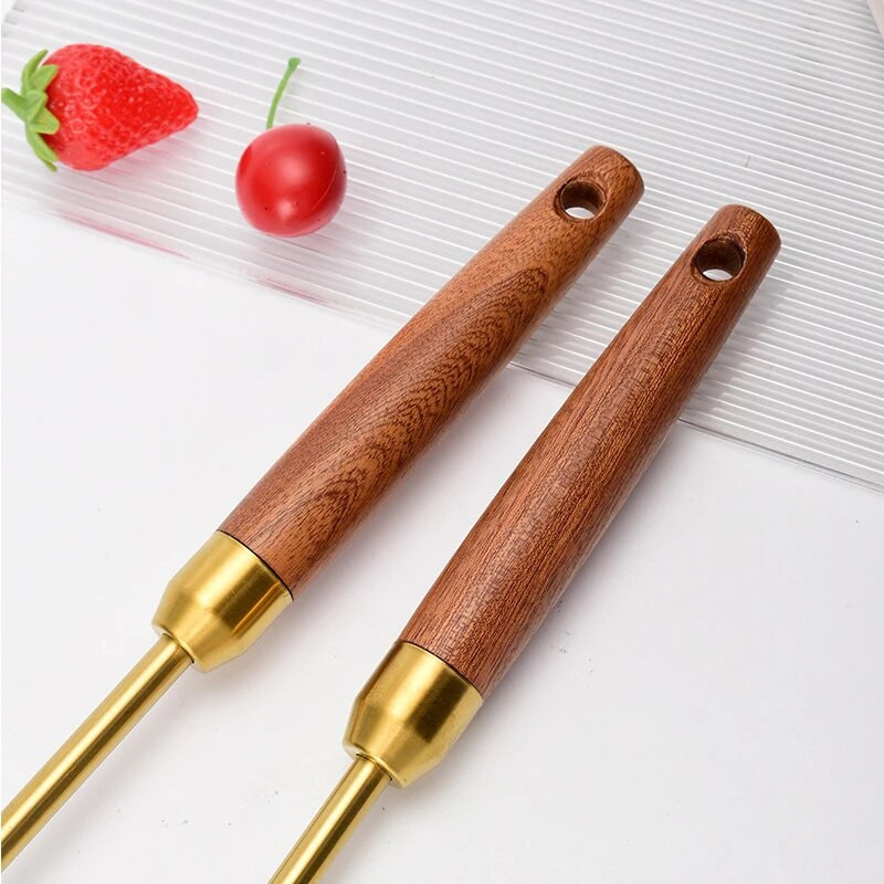 Rozsdamentes acél konyhai eszközök Sabli fa nyél spatula fekete spatula leveses kanál szivárgó spatula arany konyhai eszközök