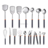 Nerūsējošā tērauda lāpstiņa karote skimmera caurduris lāpsta olu putotājs picas griešanas piederumu komplekts silikona gatavošanas rīki virtuves piederumu komplekts