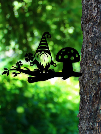 Κούκλα Νάνος Δέντρο Βύσμα Διακόσμηση Εξωτερικών Φυτών Διακόσμηση Φυτών Μεταλλικό Gnome Νάνος Κήπος Άγαλμα Σιλουέτα Πάσσαλοι κήπου Ένθετο Ένδειξη