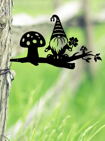 Κούκλα Νάνος Δέντρο Βύσμα Διακόσμηση Εξωτερικών Φυτών Διακόσμηση Φυτών Μεταλλικό Gnome Νάνος Κήπος Άγαλμα Σιλουέτα Πάσσαλοι κήπου Ένθετο Ένδειξη