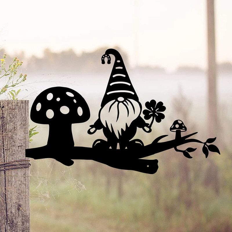 Lėlės nykštuko medžio kištukas lauko dekoras Augalo dekoras Metalinis nykštukas nykštuko sodo statula Siluetas sodo kuoliukai įdėklo indikatorius