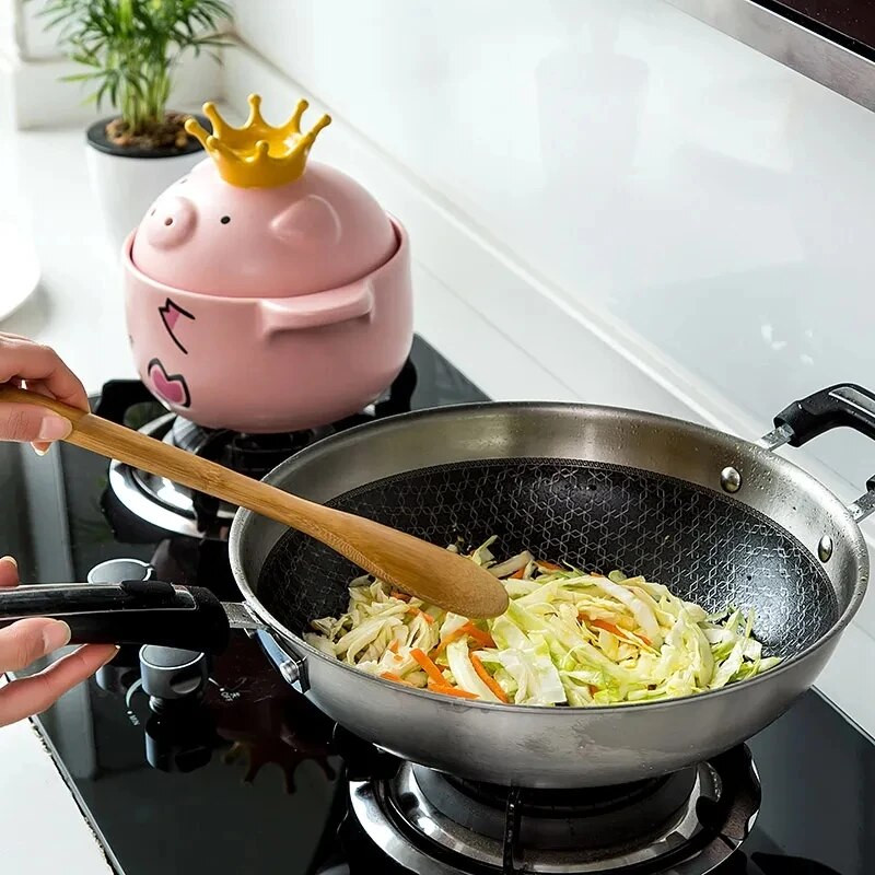 Bambusz spatula tapadásmentes serpenyő három részes öltöny speciális bambusz lapát Bambusz spatula leves kanál főző hosszú nyelű konyhai edények