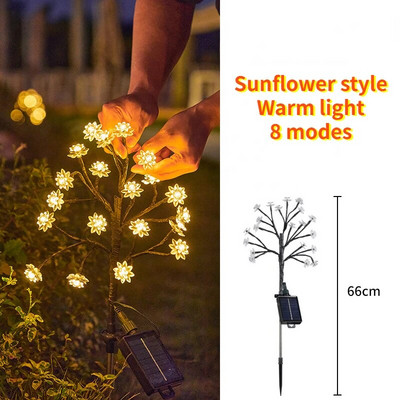 Cherry Blossom Solar Lawn Lights LED Φωτάκια γκαζόν Εξωτερικό αδιάβροχο ηλιακό φως Χριστουγεννιάτικη διακόσμηση Κήπος Γάμου