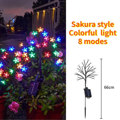 Cherry Blossom Solar Lawn Lights LED Φωτάκια γκαζόν Εξωτερικό αδιάβροχο ηλιακό φως Χριστουγεννιάτικη διακόσμηση Κήπος Γάμου